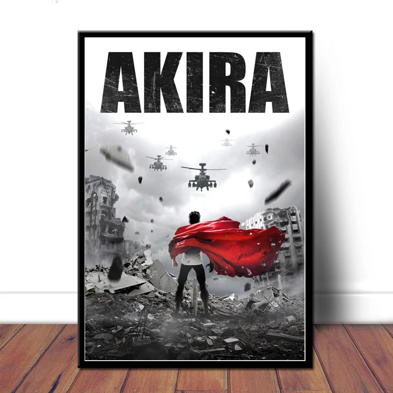 Постер и принты Акира красные бои Япония Аниме Комикс фильм Холст Искусство картина маслом настенные картины для гостиной домашний декор - Цвет: Небесно-голубой