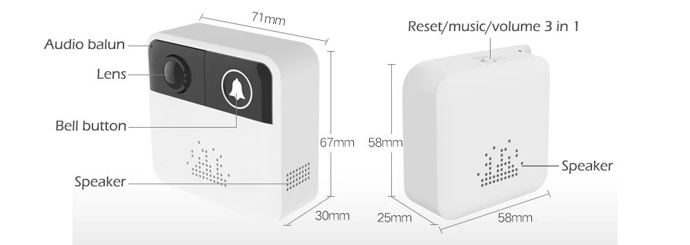 USAFEQLO 720P HD беспроводной WIFI дверной звонок батарея дверная камера двухсторонняя