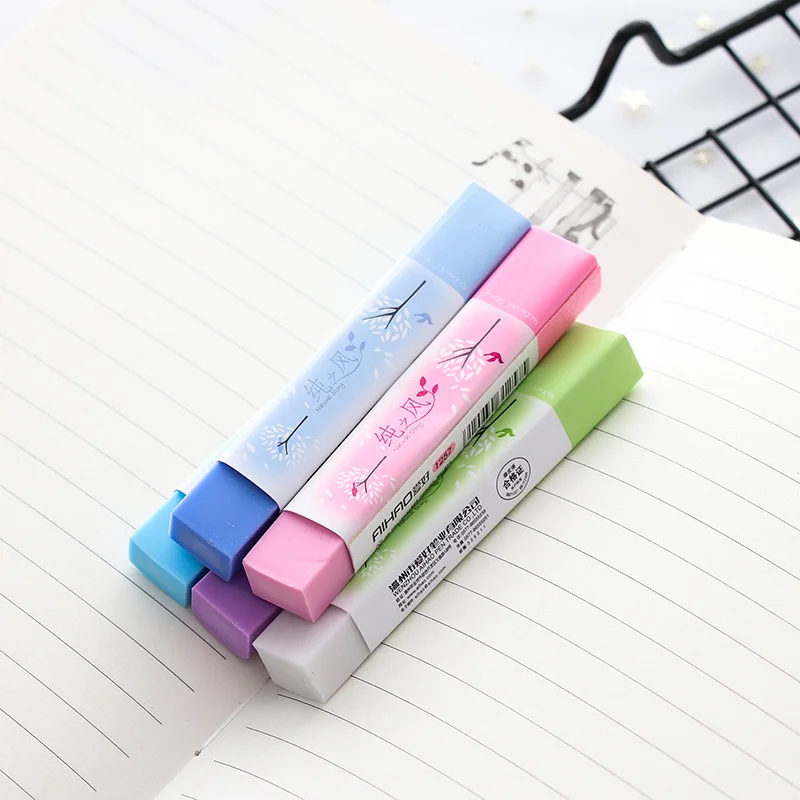 

1 Pcs Kawaii Stationery Rectangle 2B Pencil Rubber Eraser Student Prizes Gift Solid Color Soft Eraser School Supply