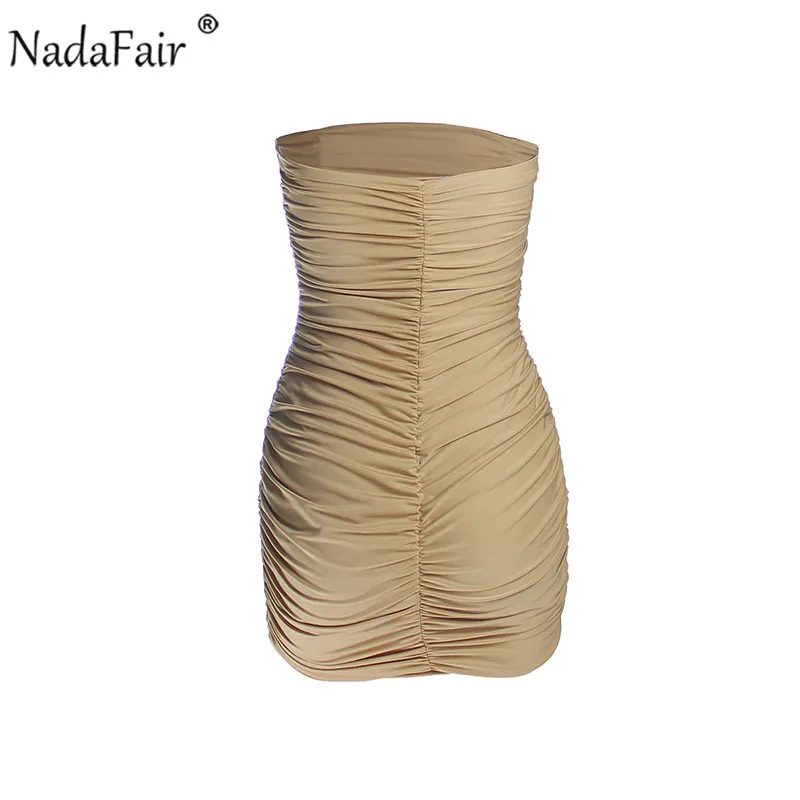 Nadafair/сексуальное летнее платье с открытыми плечами, без бретелек, с открытой спиной, вечерние, женское, с рюшами, мини, облегающее, Клубное, белое, черное