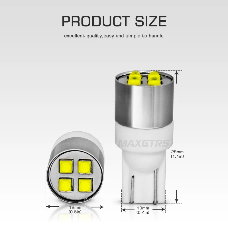 2X T10 194 W5W CREE Chip White 4 SMD 20 Вт с объективом Canbus без ошибок лампы DRL для салона