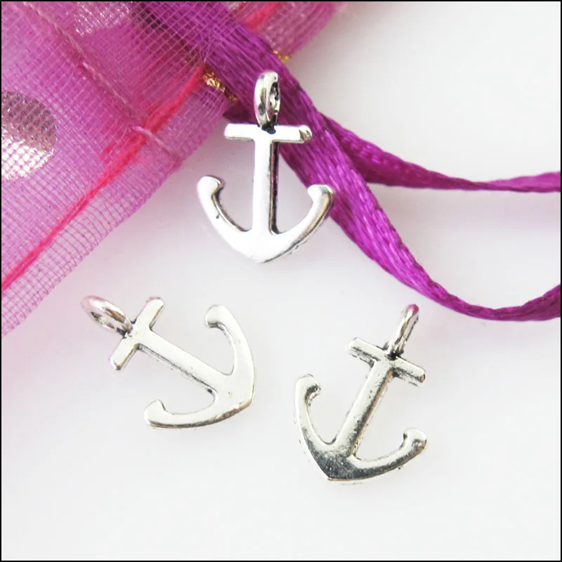 120 шт. подвески в виде якоря 8 х11 мм|anchor pendant|silver anchor pendantantique silver pendant |