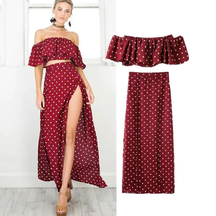 Женский пикантный комплект из 2 предметов в горошек летний женский топ с разрезом