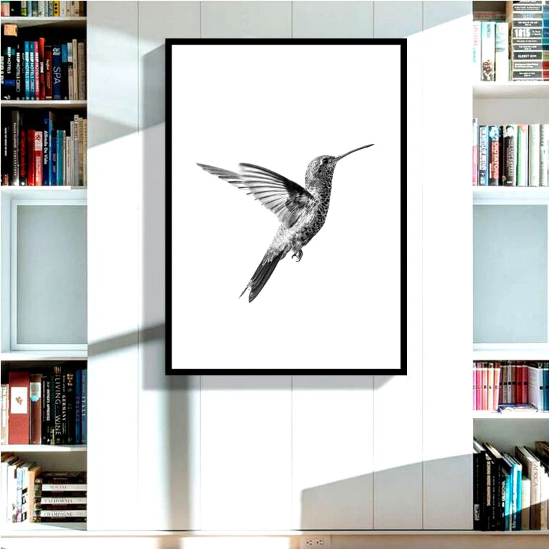 Hummingbird картина с рисунком животных нордические минималистичные черно белые