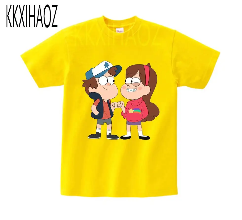 yellow childreTshirt Футболки для мальчиков и девочек с изображением Гравити Фолз Мэйбл Диппер детские забавные мультяшные футболки с коротким рукавом, детские топы, футболки, одежда для малышей NN - Цвет: yellow childreTshirt