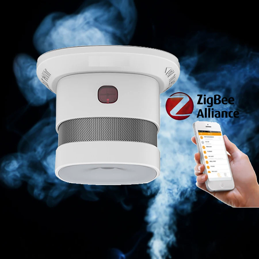 Датчик дыма Zigbee 85dB сирена 5 лет Батарея пожарная сигнализация Сенсор Рабочая ICS-2000