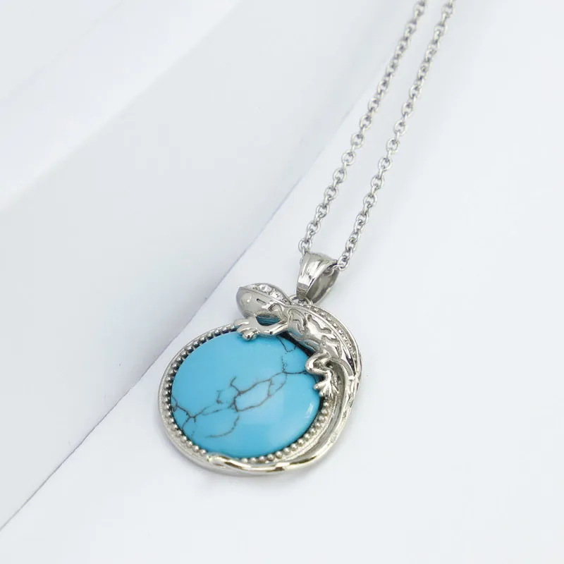 KLDY turquoises Necklaces pendants for women Classic Special Gecko Design neckless girl unique Fashion Jewelry Wholesale 2018 | Украшения и