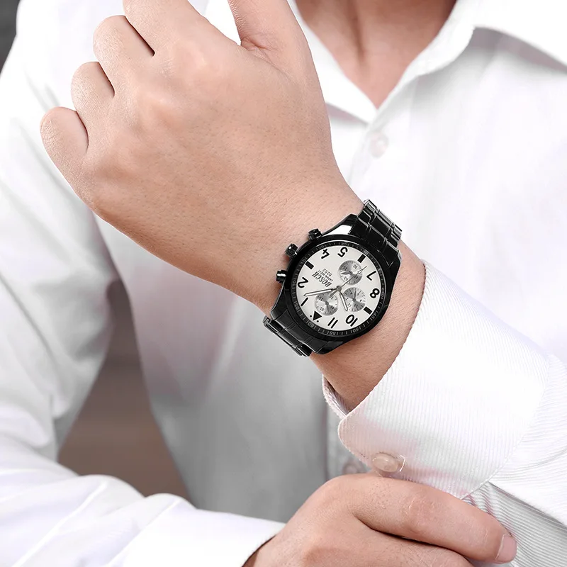 Мужские кварцевые спортивные часы из нержавеющей стали с подсветкой|masculino|masculinos