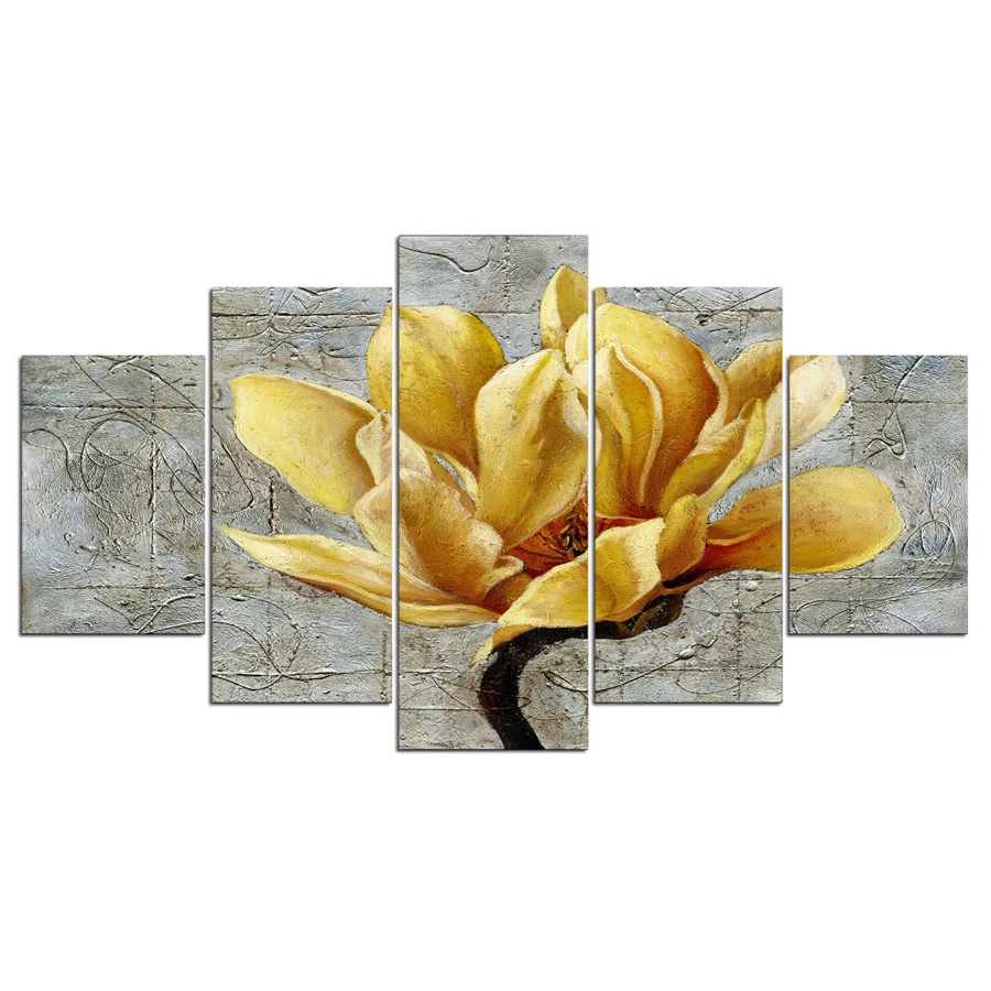 Ysdafen 5 панель HD с Картина золотой цветок холсте Home Decor Wall Art картина для гостиной