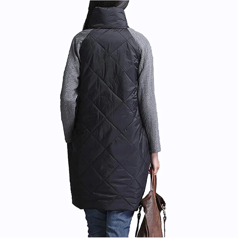 2017 модное весенне осеннее свободное прямое платье в стиле пэчворк цвет черный