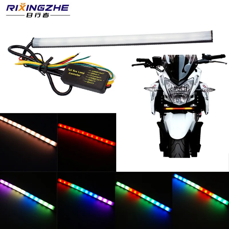 Гибкий поворотник для мотоцикла RXZ RGB стоп светильник дневные ходовые огни