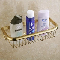 30cm gold brass bathroom shower basket storage wall mount soap sponge shower storage basket bathroom shelf shampoo holder zd765