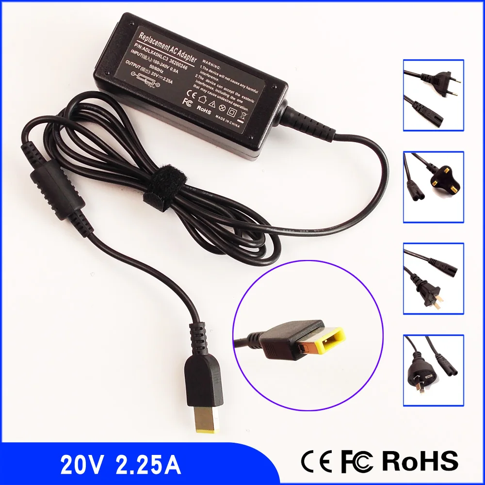

20V 2.25A Laptop Ac Adapter Charger for Lenovo Thinkpad 45N0289 45N0290 45N0293 45N0294 36200245 36200246 0C19880 59370508