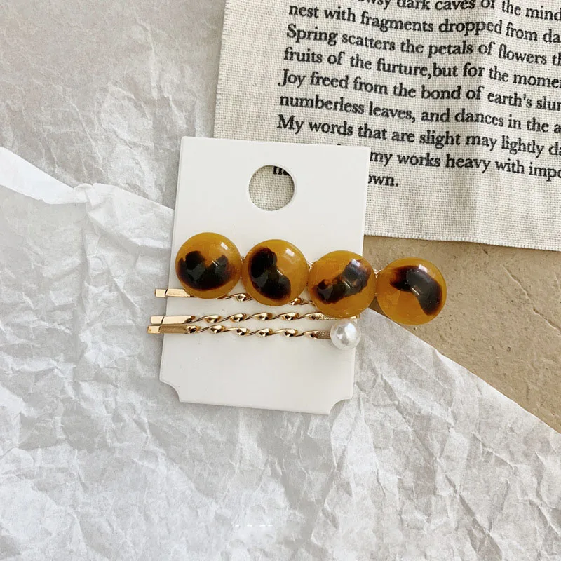 

Spring and Summer Chic Wind Acrylic Hairpin Combination Retro Temperament Ins Bangs Clip Word Clip Hairpin Hair Accessories