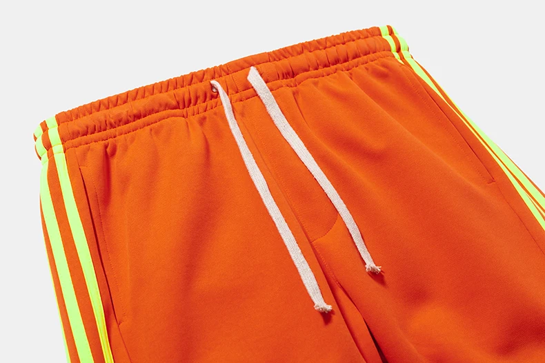 F/W Новые спортивные штаны с боковой полосой и эластичной талией, мужские и женские модные спортивные штаны для бега, черные и оранжевые спортивные штаны High Street