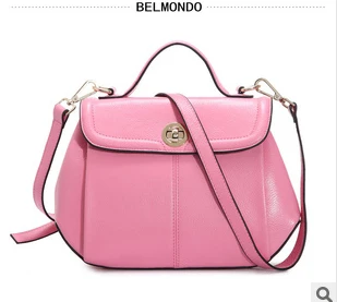 BELMONDO 2014 Genuine leather women handbag Retro singles shoulder bags Candy-colored messenger Lychee Emboss | Багаж и сумки