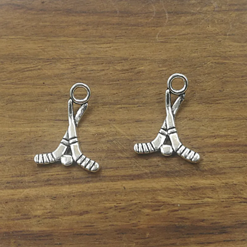 10pcs Charms hockey club 16*22mm Tibetan Silver Plated Pendants Antique Jewelry Making DIY Handmade Craft | Украшения и