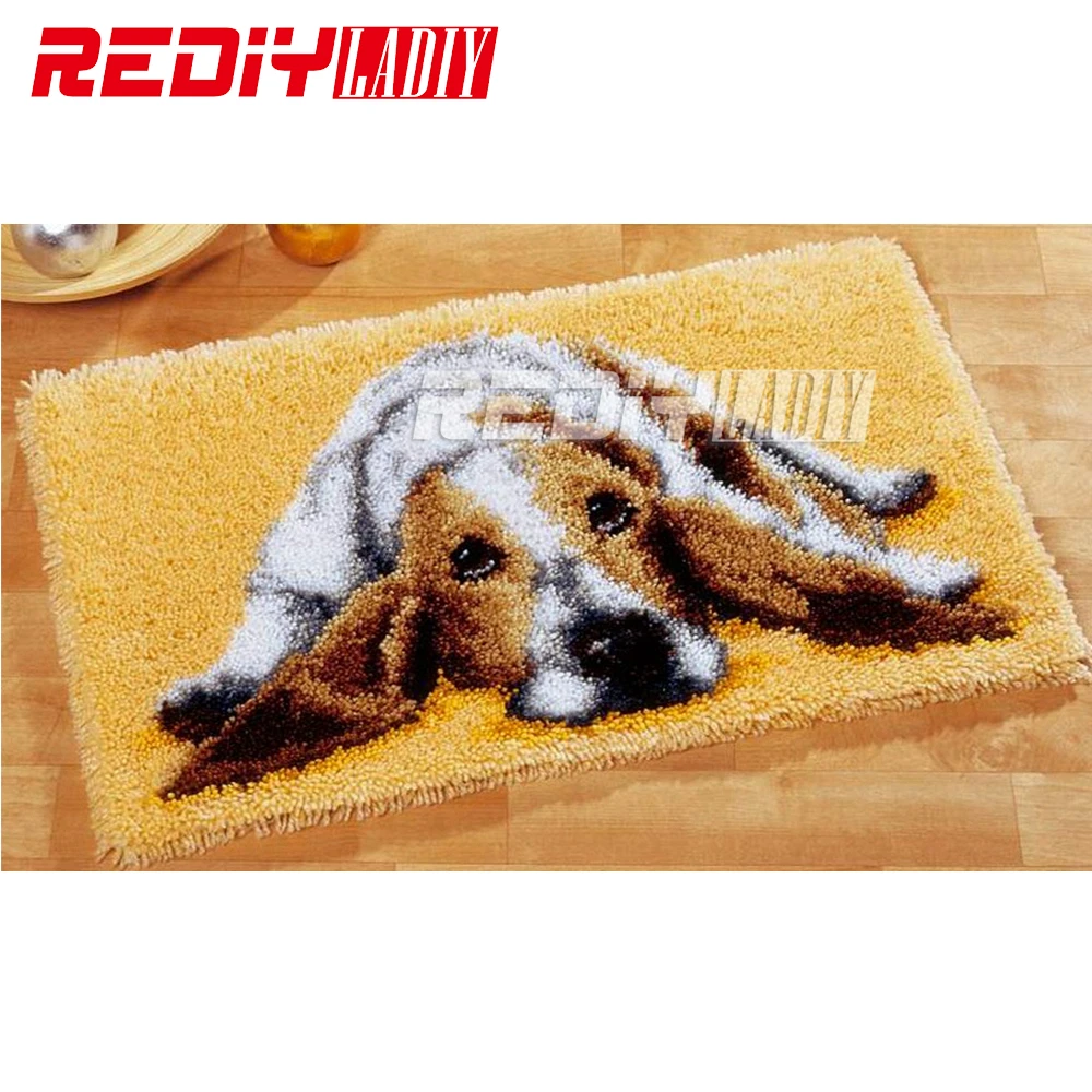 

Hot Latch Hook Rug Kits DIY Needlework Unfinished Crocheting Rug Yarn Cushion Mat Dog Embroidery Carpet Home Decor Free Shipping
