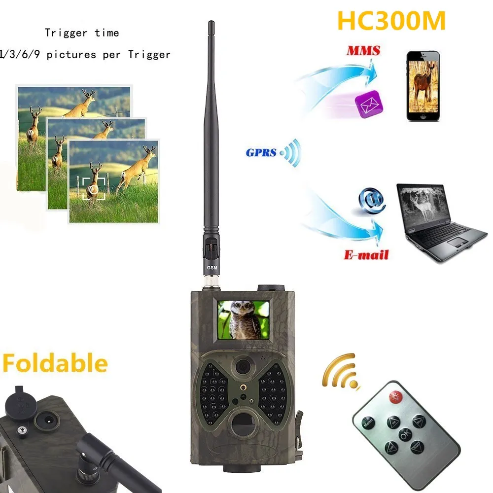HC300M with MMS HuntingTrail камера сотовая Мобильная 2G MMS SMTP фото ловушка ночное видение беспроводной дикой природы слежение HC300M - Цвет: HC300M with MMS