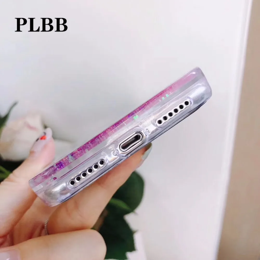 PLBB Роскошный Blingbling Love Heart розовый блестящий мощный Жидкий чехол для телефона из