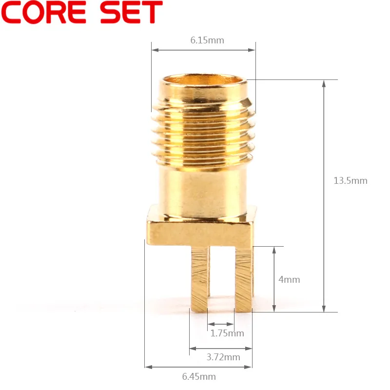 10 шт. SMA Гнездовой разъем для 1,6 мм припоя края печатной платы прямое Крепление Позолоченные РЧ разъемы сосуд припоя