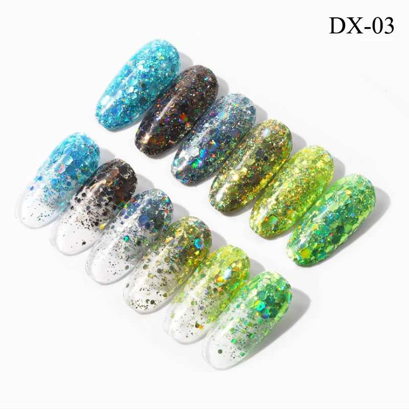 6 Boxes/Set Mixed Laser Colorful Paillette Nail Glitter Summer Charms Designs DIY Irregular Sequins Dust Powder Decorations | Красота и