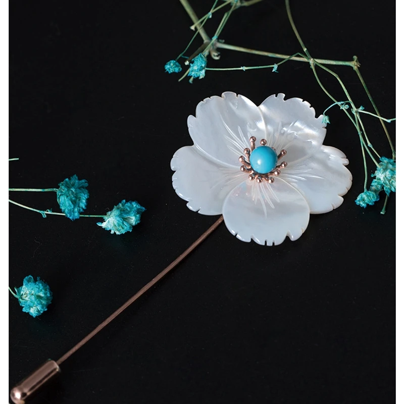 Высококлассные Броши из стерлингового серебра 925 пробы с цветами в виде ракушек и