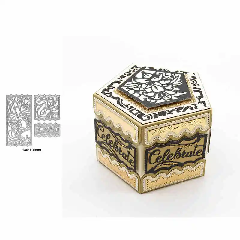 Picture 11 3D элементы подарочной коробки и некоторые отдельные части металлические режущие штампы для скрапбукинга и открыток «сделай сам» для изготовления декоративных поделок Новинка - Цвет: Picture 11
