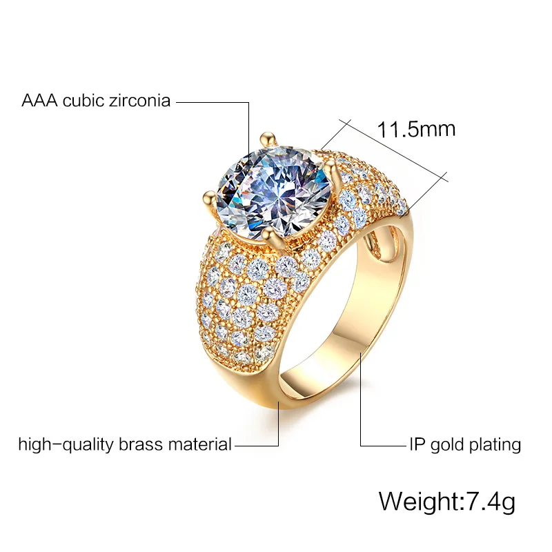 Женское Винтажное кольцо с фианитом золотистого цвета|finger ring|rings for women weddingrings |