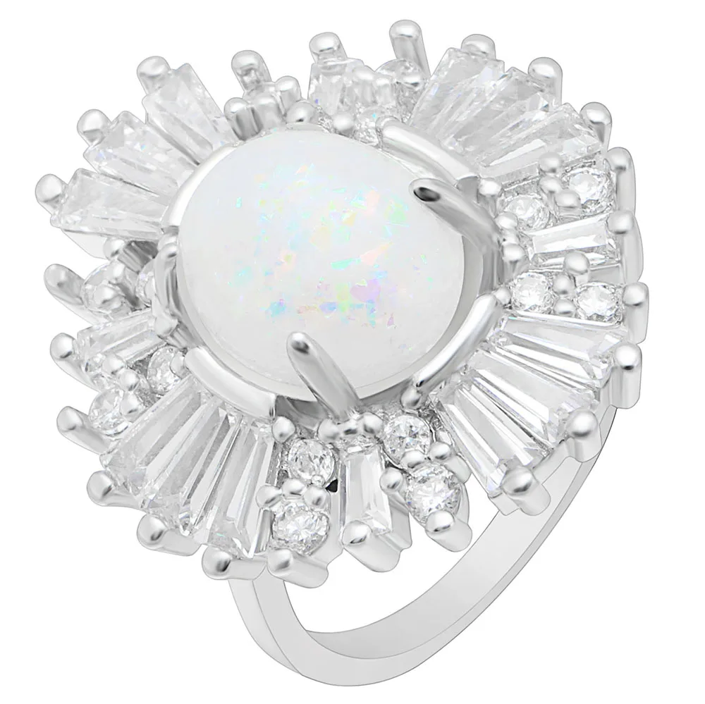 

Обручальные кольца Hainon серебряного цвета, ювелирные изделия, овальные огненные опаловые кольца с кубическим цирконием, роскошные обручаль...