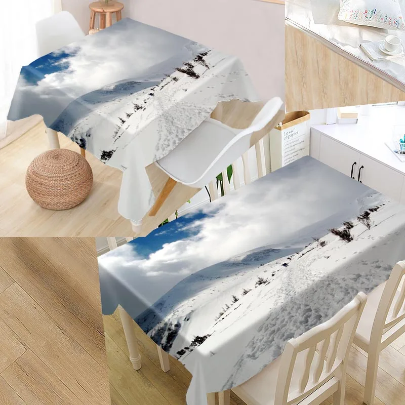 Custom Snow Pattern Tablecloth Waterproof Oilproof Rectangular Home Wedding Textiles | Дом и сад