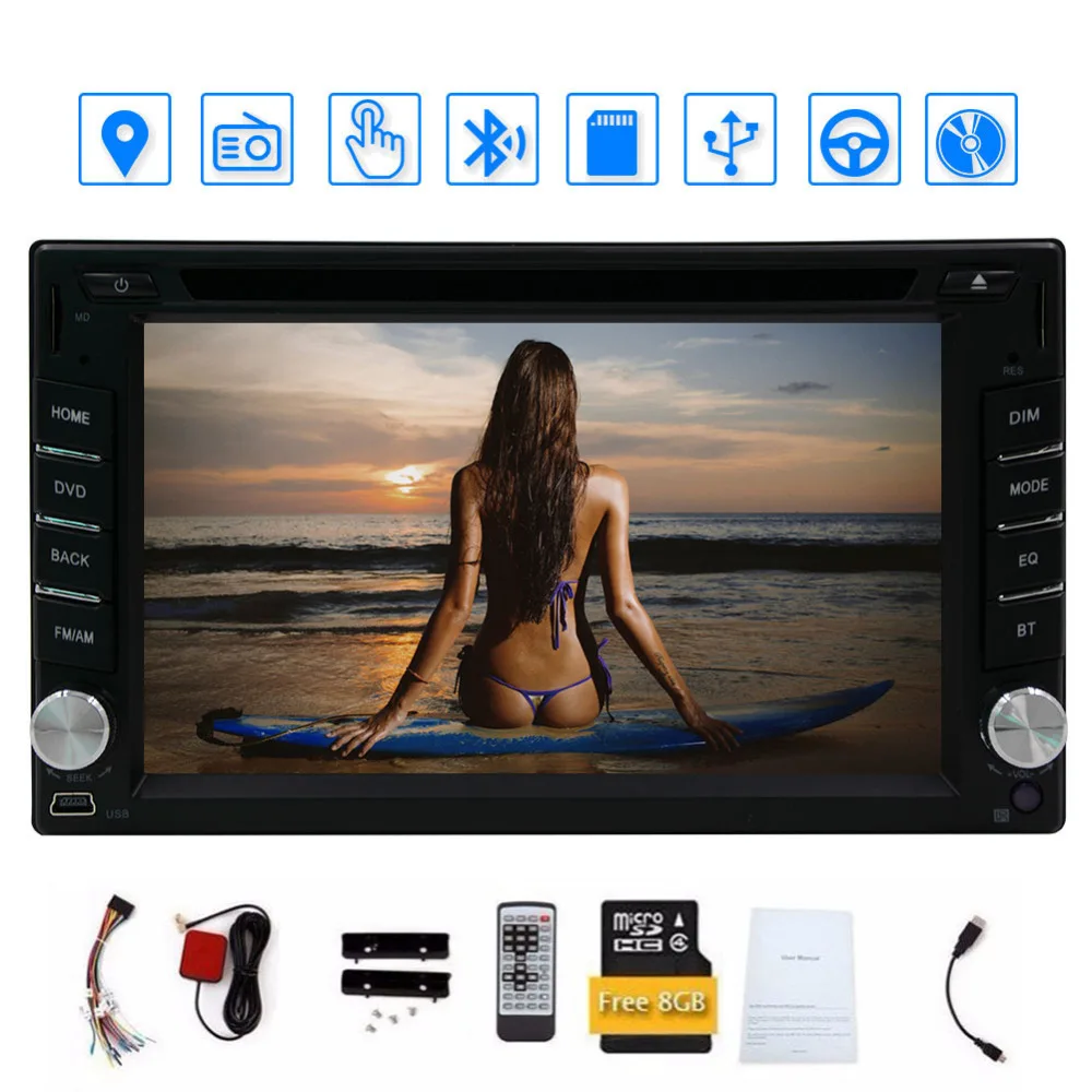 Автомобильный dvd плеер с сенсорным ЖК экраном In dash 2 din Bluetooth Black Win 6 Ui Бесплатная GPS