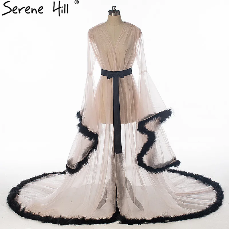 Длинное платье с мехом страусиных перьев для свадьбы 2020 HA2016|wedding dress with feathers|feather