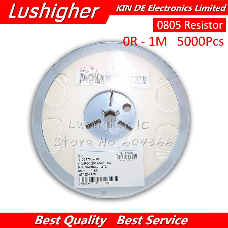 5000 шт. 0805 SMD 1/8 Вт чип резистор 0R ~ 10 м резисторы 0 10R 100R 220R 330R 470R 1K 4 7 K 10K 47K 100K 100 330 470
