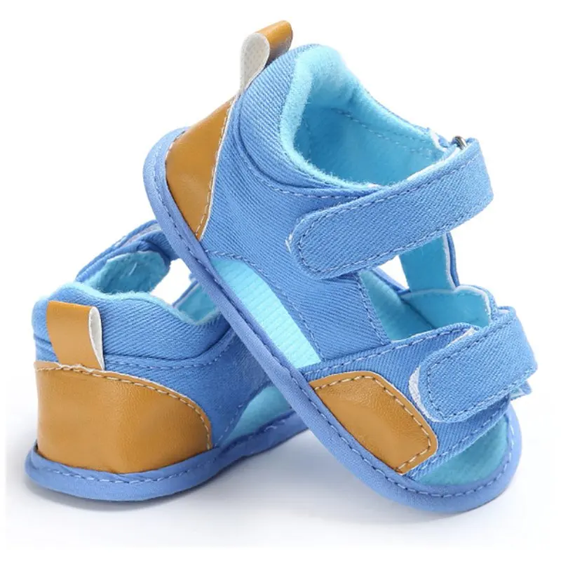 Модные ковбойский синий холст детские сандалии противоскользящие кроссовки
