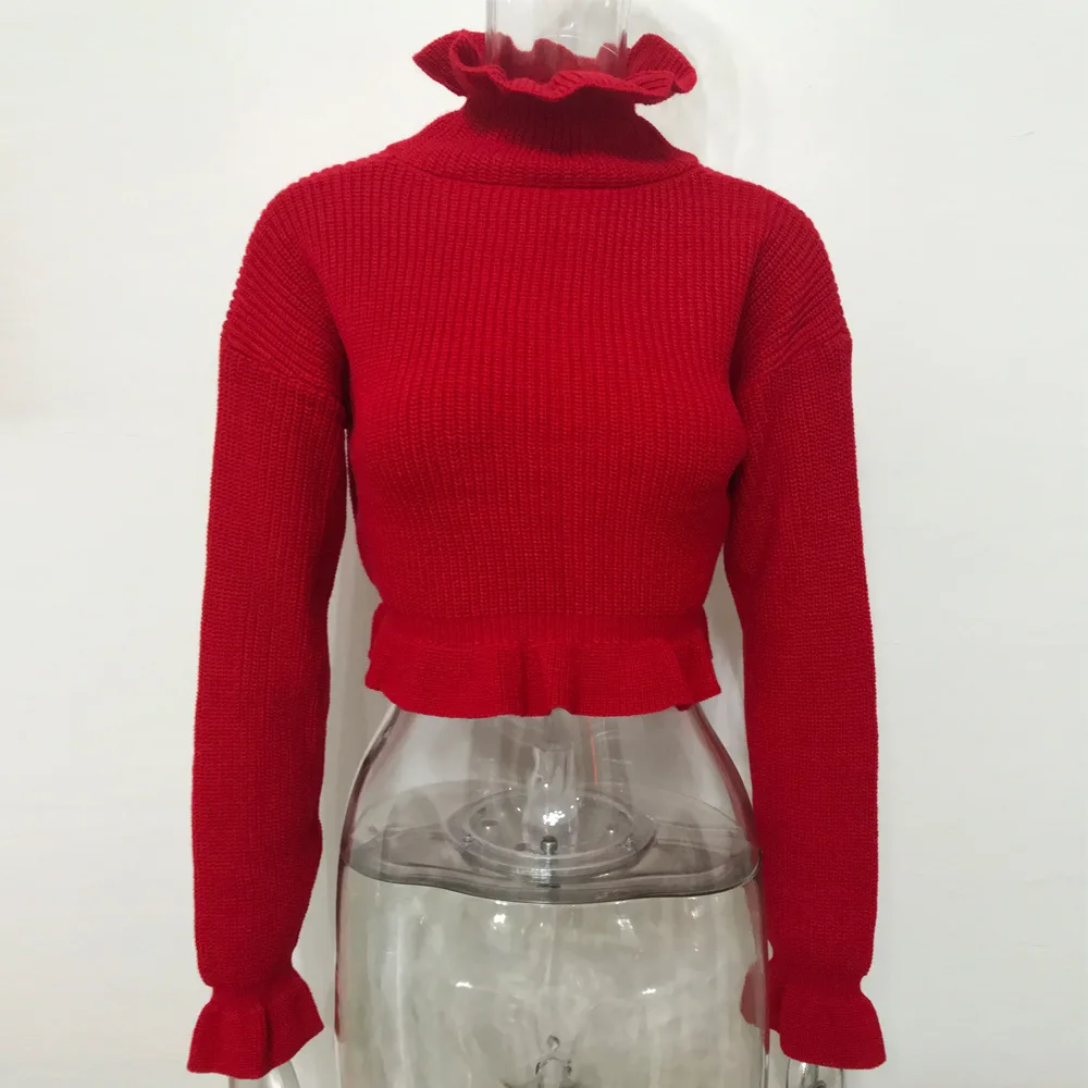 Женская однотонная короткая Водолазка с длинным рукавом неоново зеленого цвета