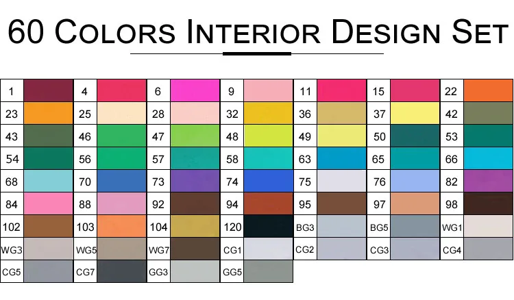 60Color Interior Set TOUCHFIVE Маркеры Ручка разноцветный набор аниме Студенческая Архитектура Дизайн интерьера эскиз алкоголь кисть художественный маркер фломастеры - Цвет: 60Color Interior Set