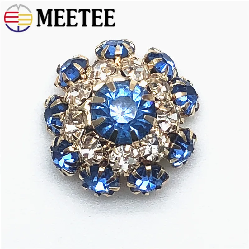 Meetee 10 шт. 21 мм хрустальные металлические пуговицы со стразами DIY Ручная работа