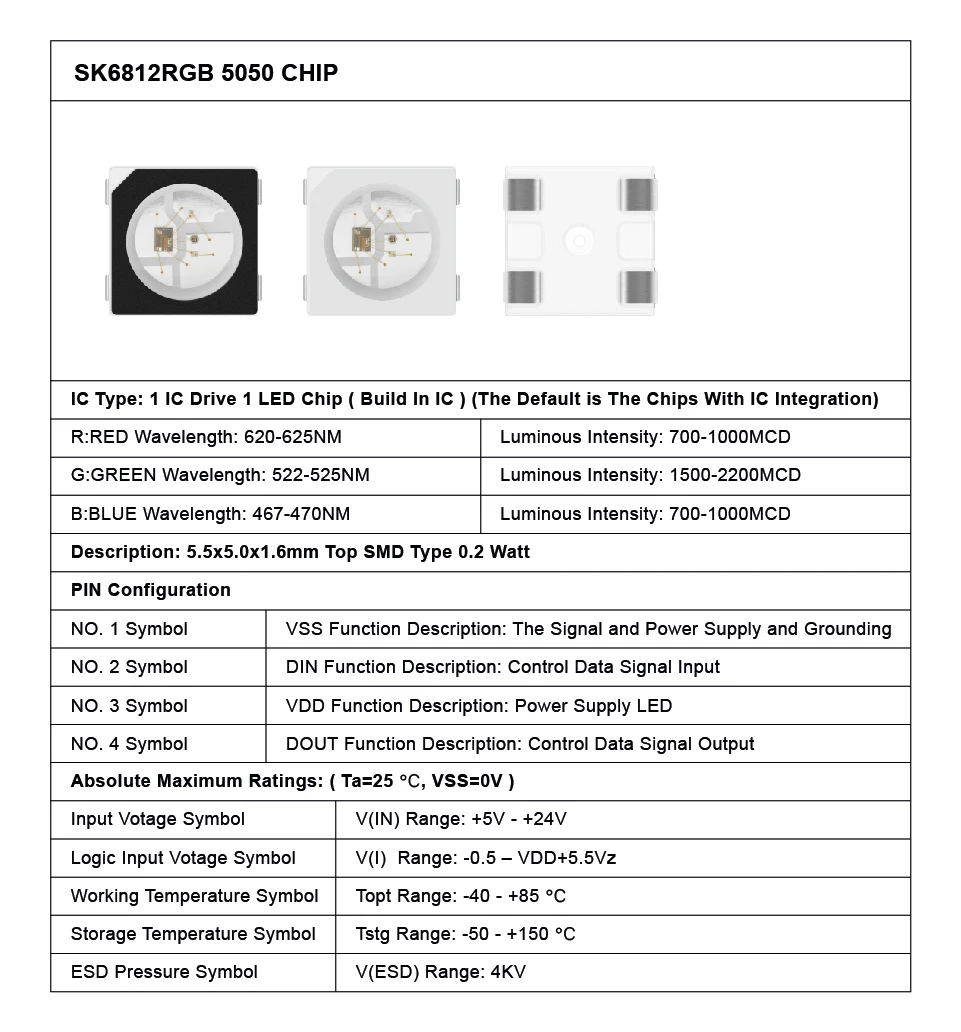 10 шт.-100 шт. SK6812 5050/3535 RGB пикселей SMD(аналогично WS2812B) индивидуально адресуемый цифровой полноцветный светодиодный чип DC5V