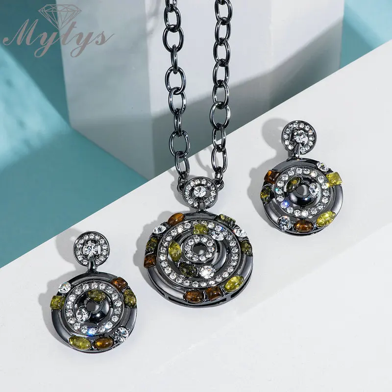 Женский набор ювелирных изделий Mytys из черного пистолета в античном ретро стиле