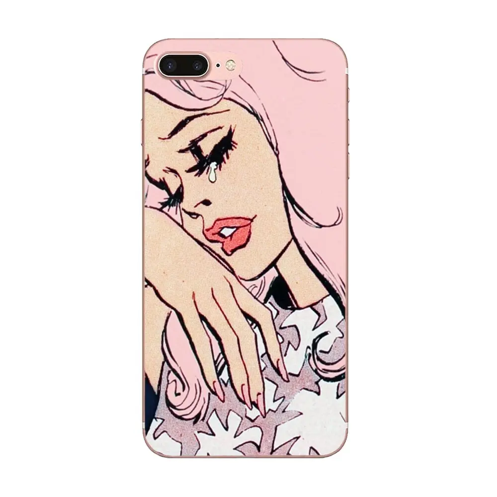 Рисунок ТПУ розовый плач девушка лицо для Apple iPhone X XS Max XR 4 4S 5 5C 5S SE 6 6S 7 8 Plus|Бамперы| |