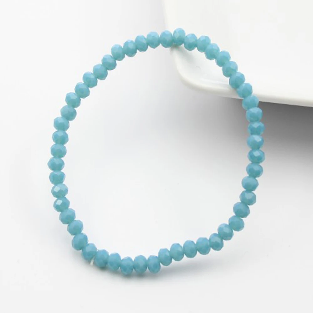 HT4M19 Turquoise Ручной работы женские 4 мм горный хрусталь кристалл бисером круглые стеклянные бусины стрейч браслет Femme женские браслеты на запястье девушка обертывание ювелирные изделия - Окраска металла: HT4M19 Turquoise