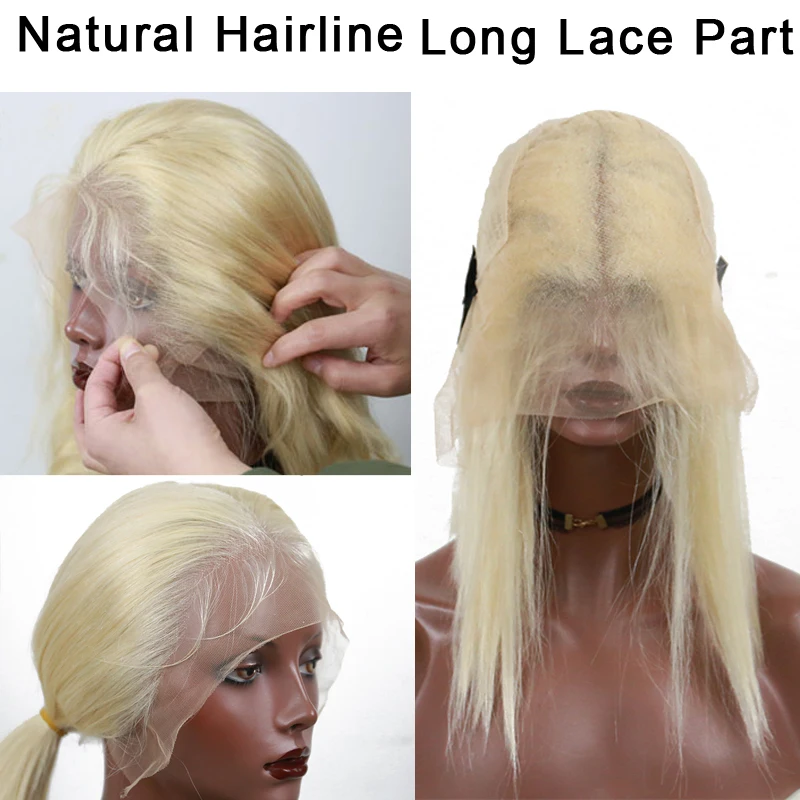 13х6 короткие парики из натуральных волос на фронте с Бобом 613 медовый блонд 150