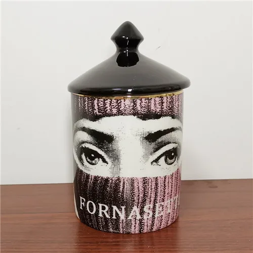 Классический подсвечник Fornasetti с черной крышкой керамический контейнер для хранения художественный подсвечник ретро корзины ручной работы для хранения баночек домашний декор - Цвет: 13
