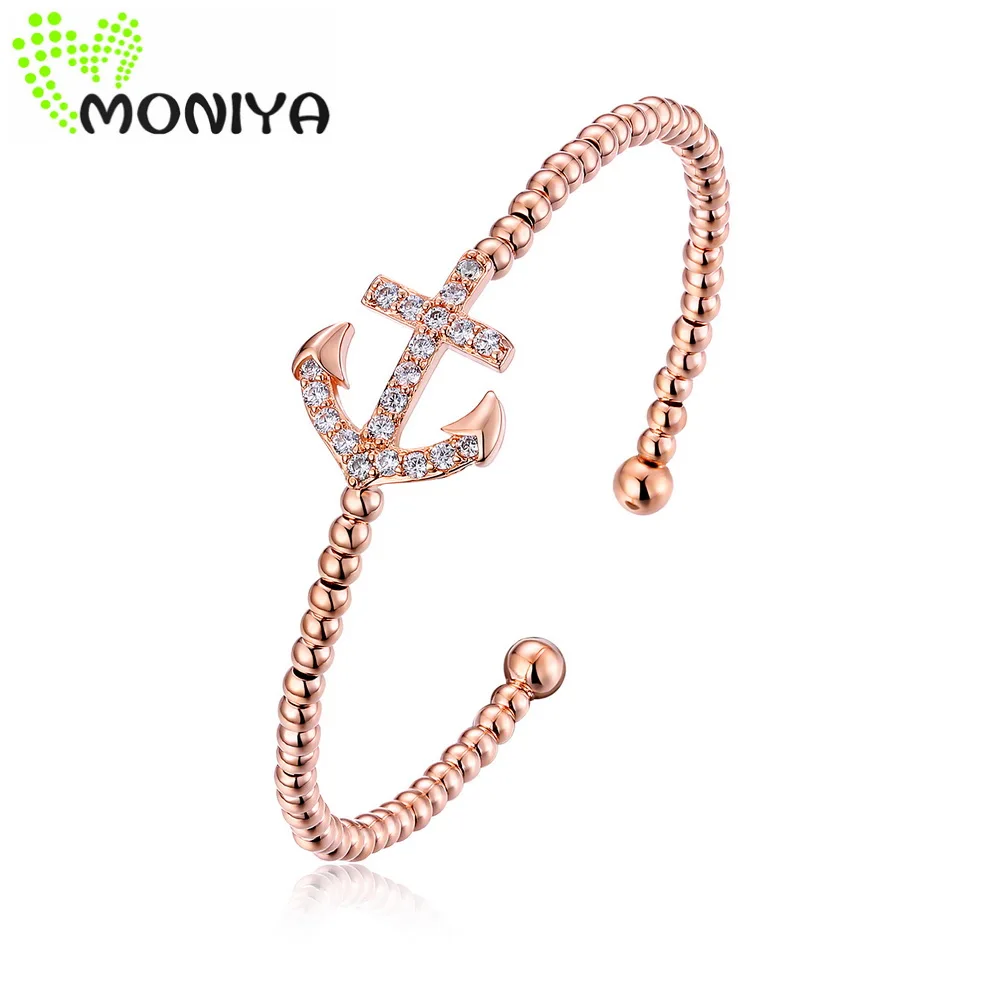 Moniya Trendy Steel Color/ Rose Gold Color Alloy open cuff bangle For Women Girls Friends Gift HKH536 | Украшения и аксессуары