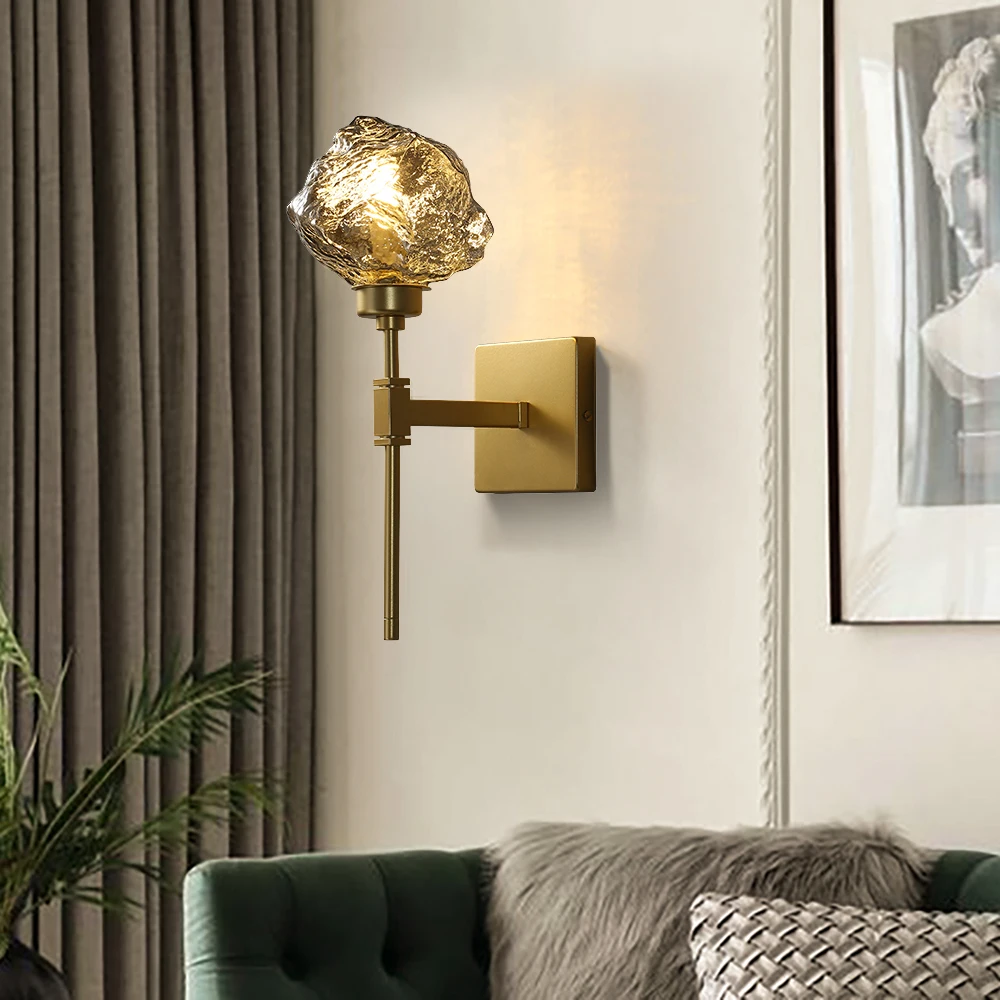 Современные стеклянные настенные лампы золотые светодиодные Настенные
