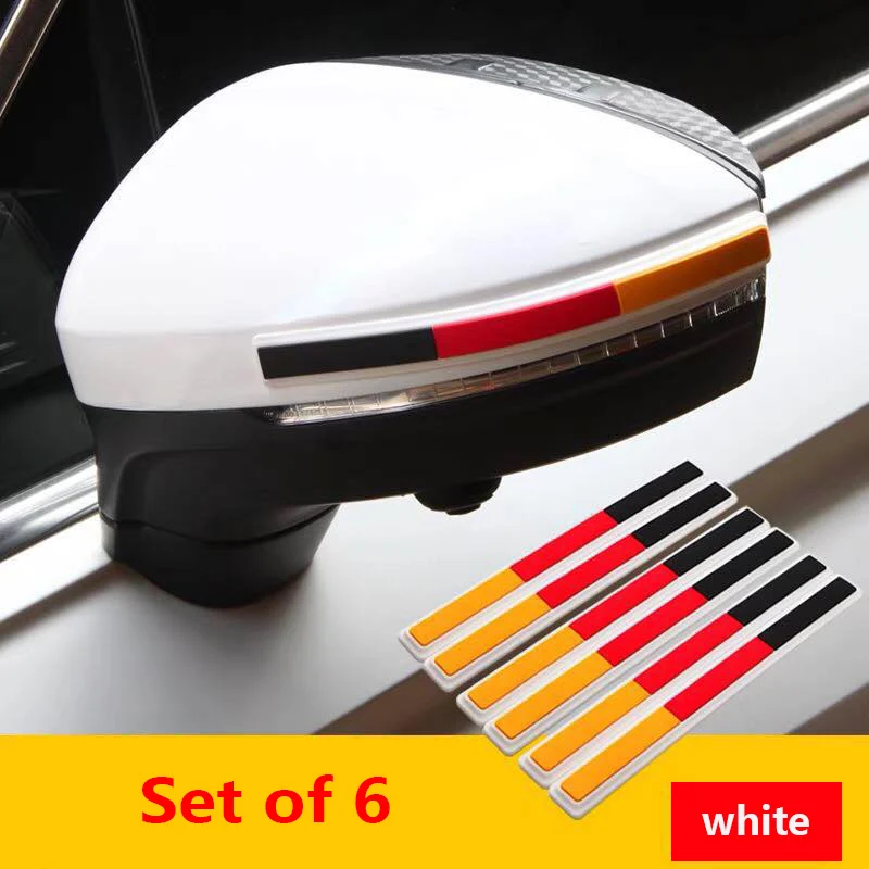 Type 3-White-6PCS Для Volkswagen Tiguan зеркало заднего вида, наклейка на бампер, против царапин, Полоска, защита края, защита для автомобиля, Стайлинг, зеркала заднего вида - Название цвета: Type 3-White-6PCS