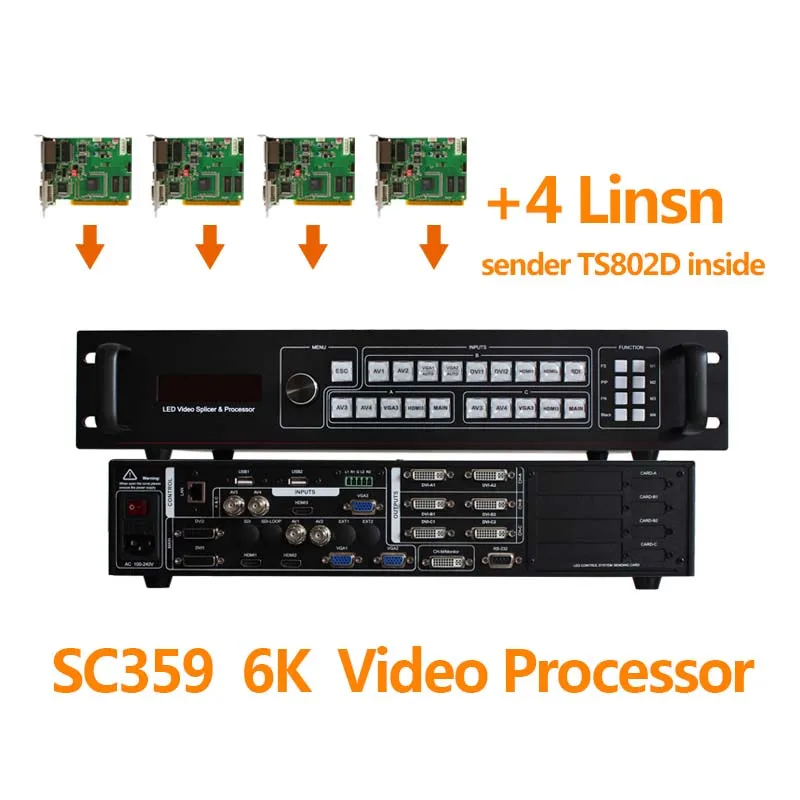 4 шт. linsn ts802d отправка карты и светодиодный дисплей видео четырехъядерный
