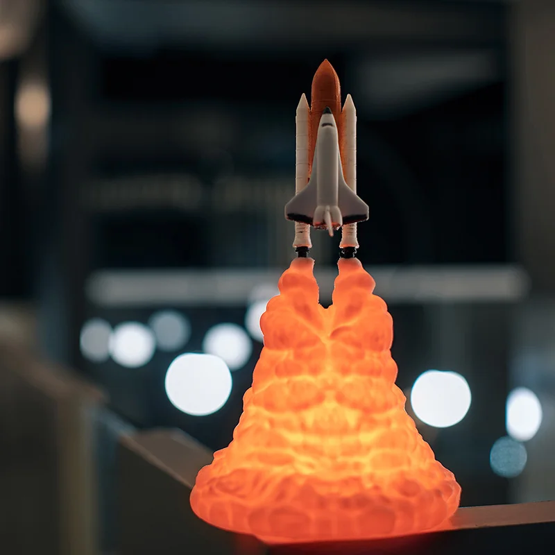 Новинка, Прямая поставка, 3D принт, Космический Шаттл, ночник, светильник для любителей космоса, Лунная лампа, ракетная лампа, украшение комнаты - Испускаемый цвет: A