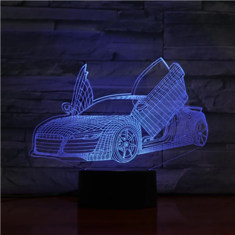 3D ночной Светильник Led Настольная лампа Luminaria крутой автомобильный светильник